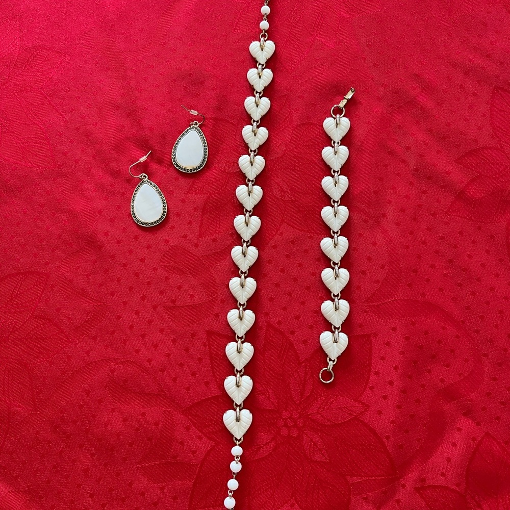 Elegant White Heart Jewelry Set